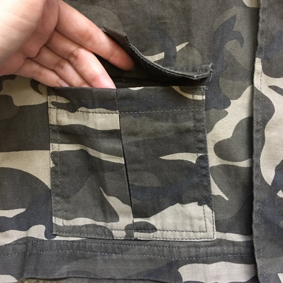 RSQ Size L Army Camouflage Anorak Jacket Front Zip Buttons Pockets Girls - Picture 5 of 8